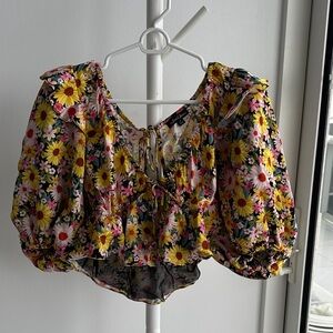 For Love And Lemons Yellow Floral Blouse